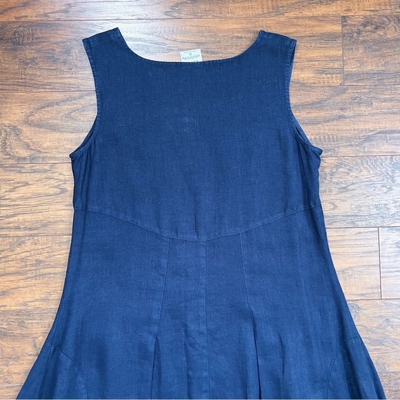 Click by CMC • linen midi dress navy blue asymmetrical lagenlook flowy - Picture 10 of 10